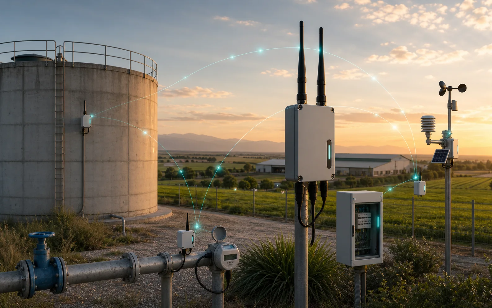 Gateway LoRaWAN y sensores IoT para telemetria remota