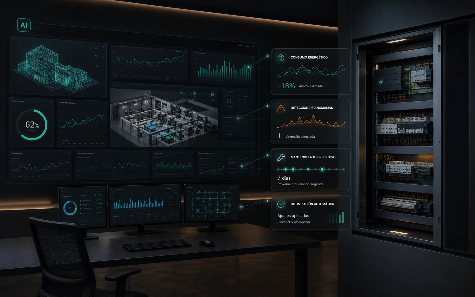 Centro de datos para IA, energia y mantenimiento predictivo