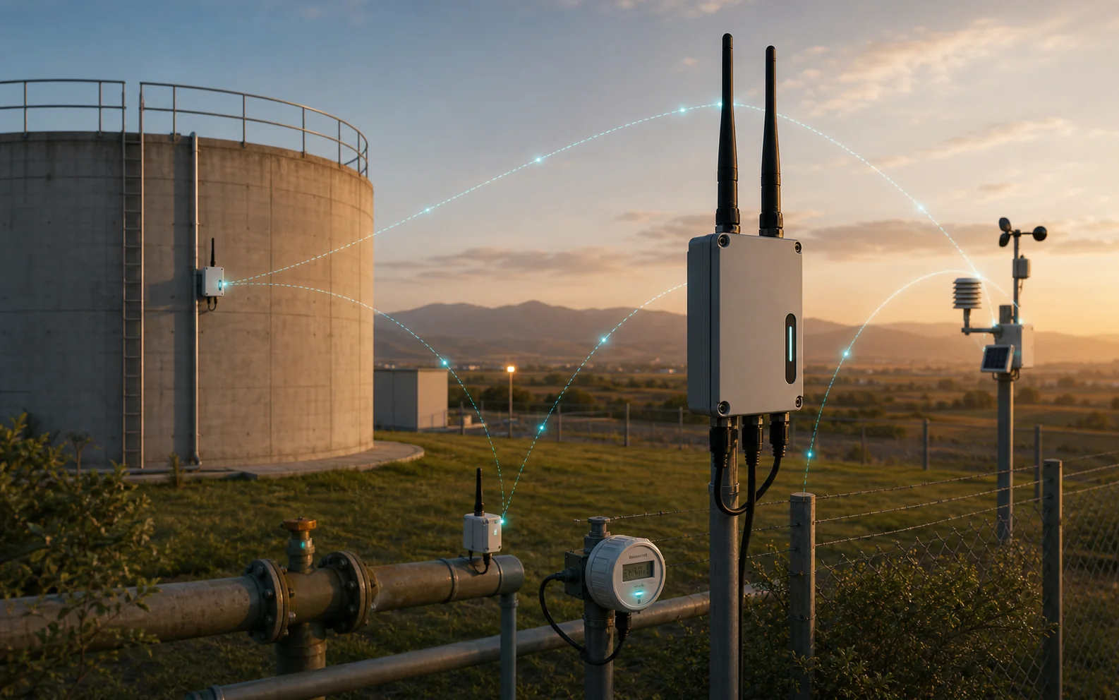 Red LoRa con gateway y sensores IoT remotos en una finca de Menorca